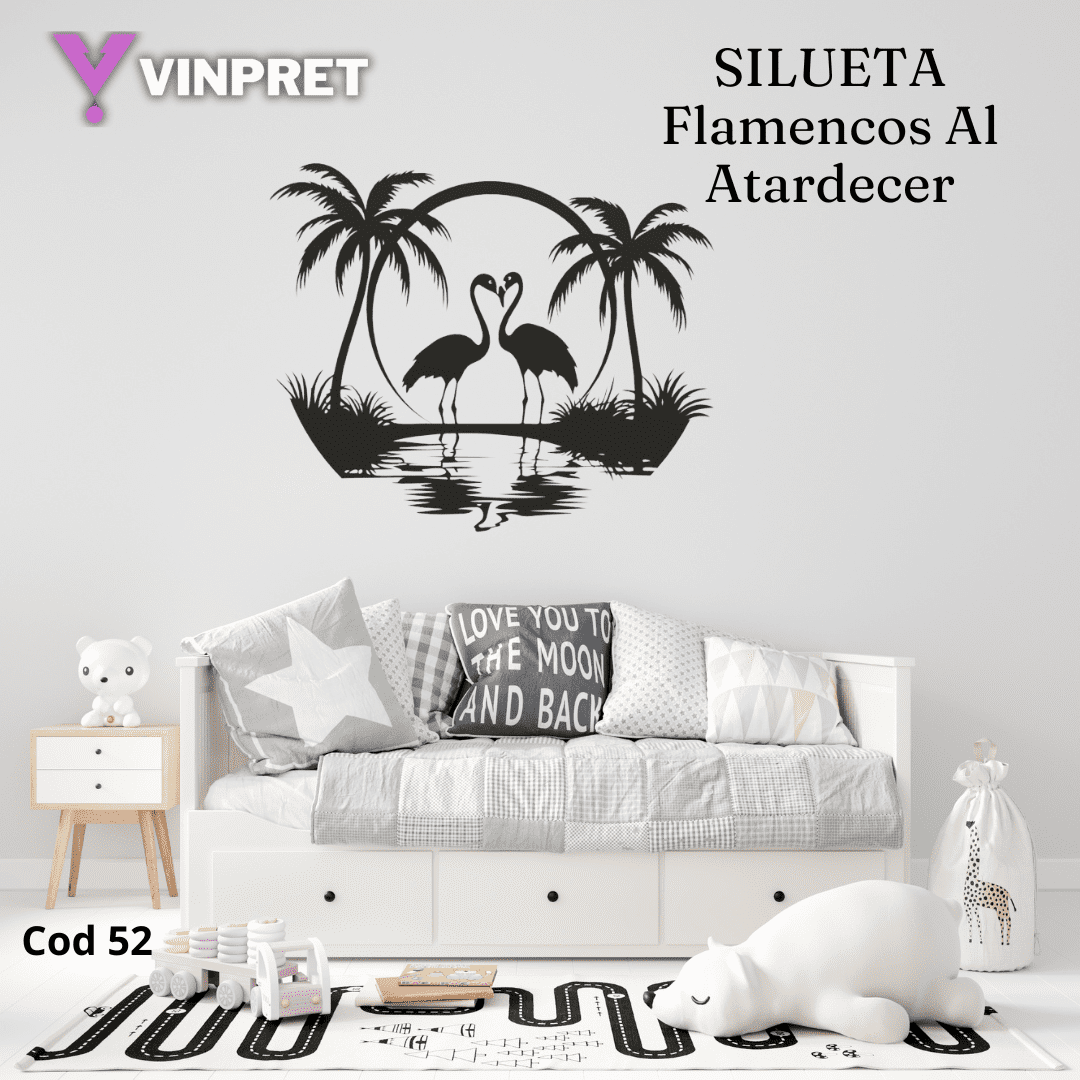 Silueta Flamencos Al Atardecer