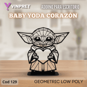 Adorno Para Escritorio - Baby Yoda Corazón Geometric Low Poly