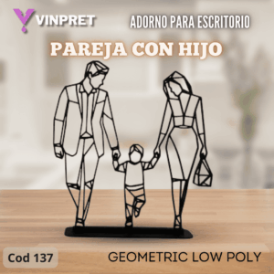 Adorno Para Escritorio - Pareja con hijo Geometric Low Poly