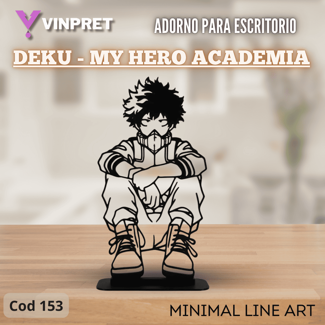 Adorno Para Escritorio - Deku My Hero Academia Minimal Line Art