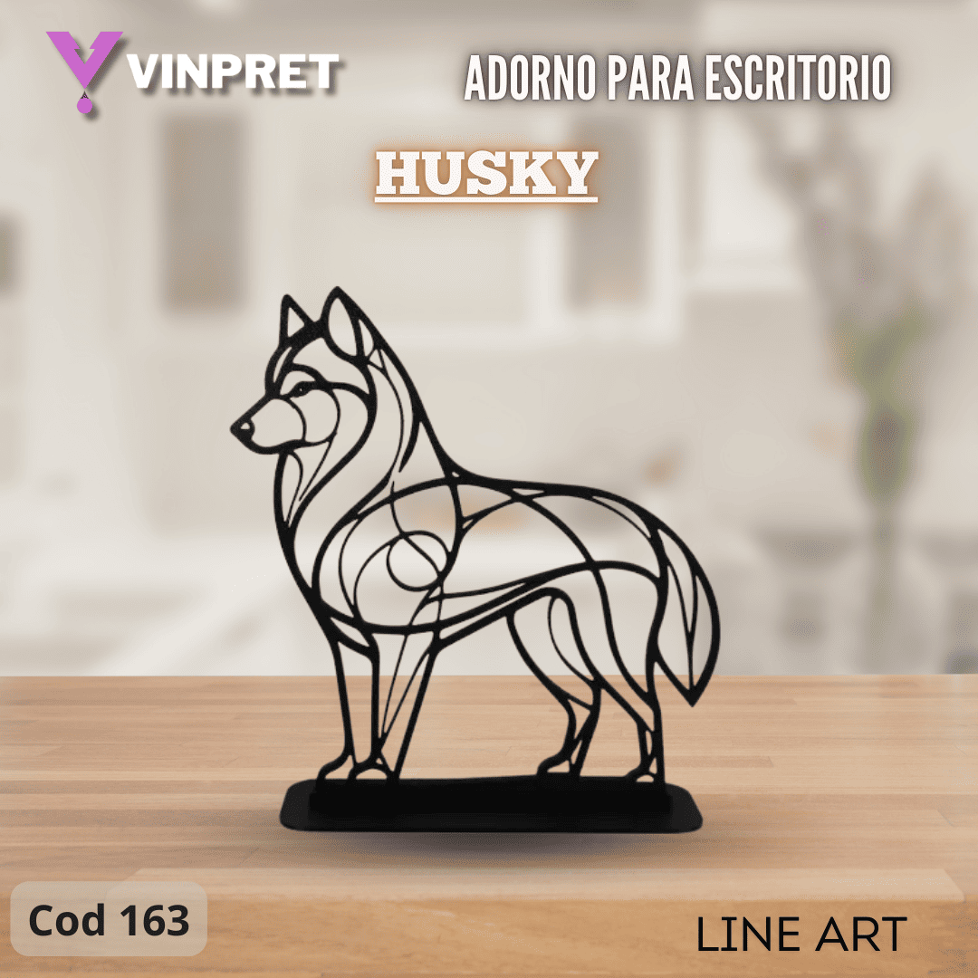 Adorno Para Escritorio - Husky Line Art