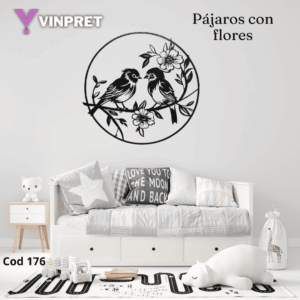 Cuadro Pájaros con flores