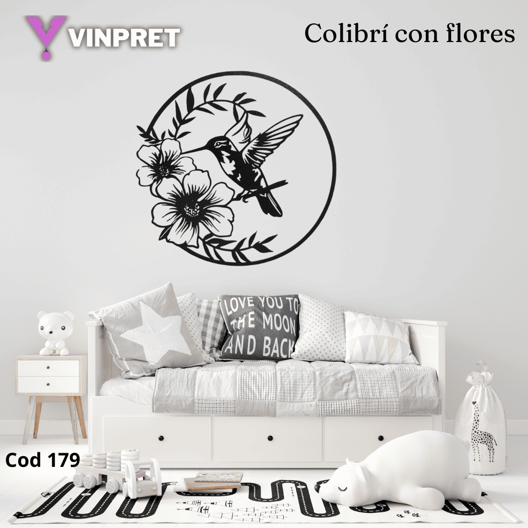 Cuadro Colibrí con flores