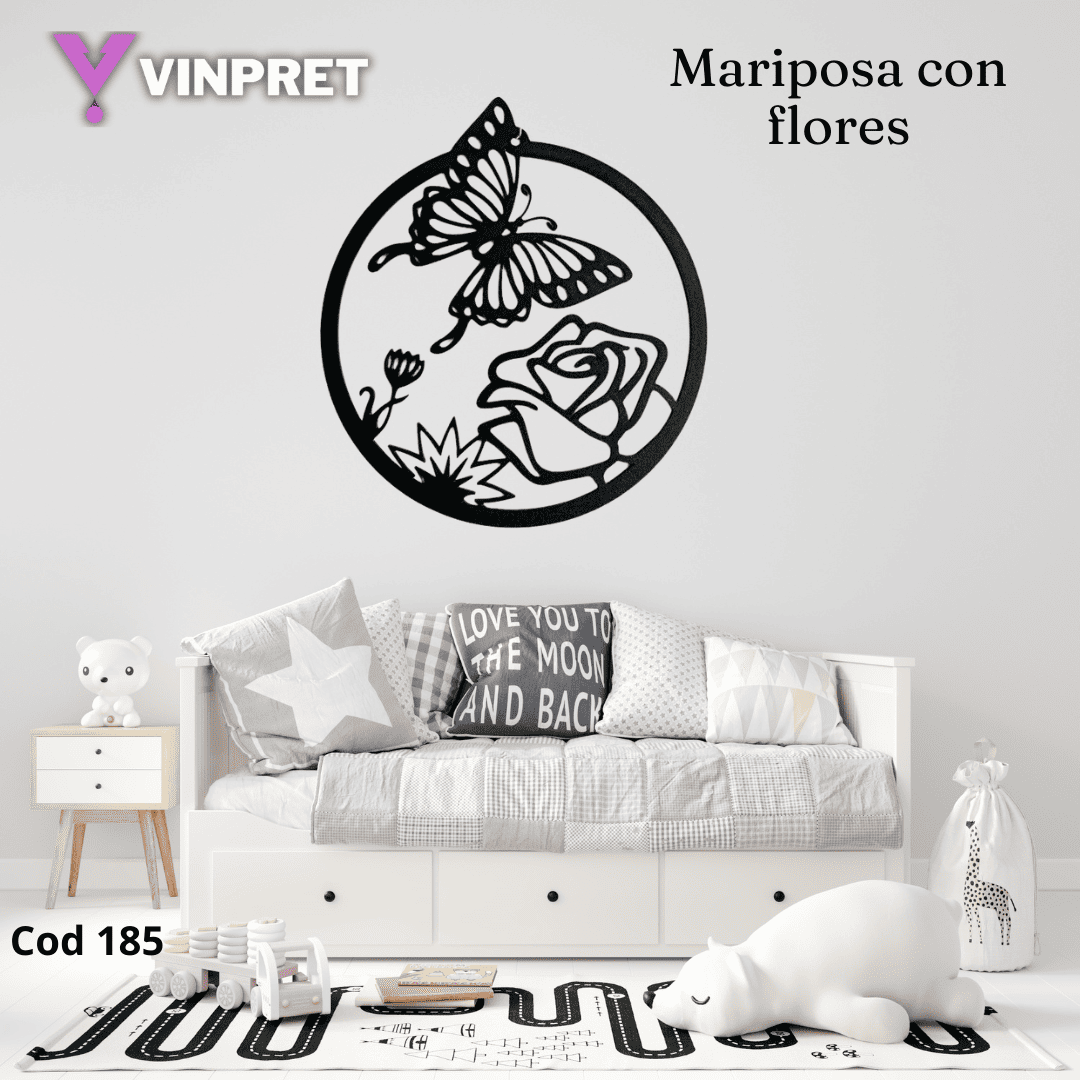 Cuadro Mariposa con flores