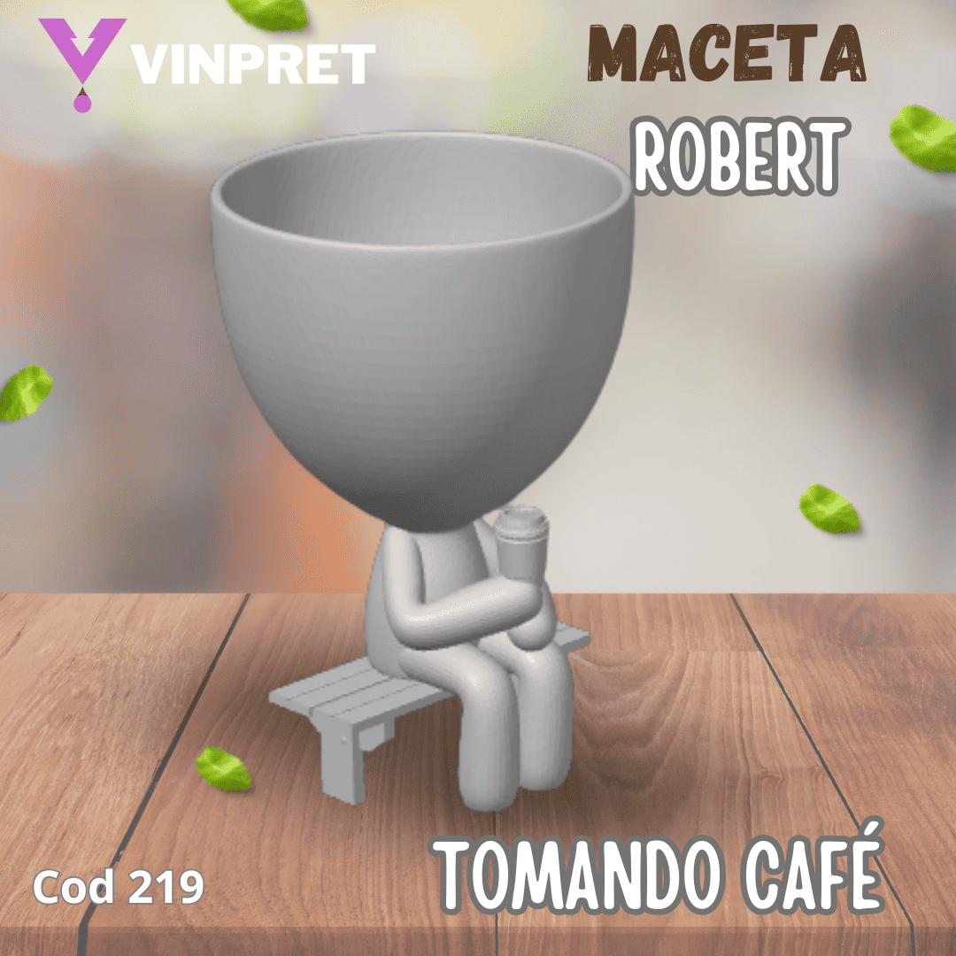 Maceta Robert Tomando Café