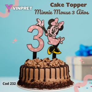 Cake Topper Minnie Mouse 3 Años