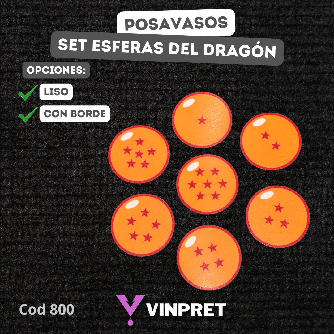 Posavasos - Set Esferas del dragón (Liso y Con Borde)